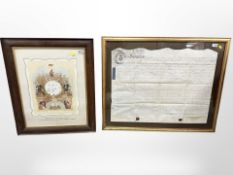 An Eighteenth Century Indenture, hand written in sepia ink on vellum, 57 cm x 75 cm,