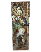 A stained glass window, an allegory of Matthew 13:39 'The Reapers are the Angels',