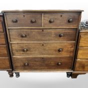 A Victorian mahogany five drawer chest,