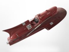 A scale model Ferrari boat, length 92cm.