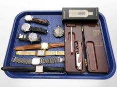 A group of gent's wristwatches including Rotary and Ingersoll open-faced military pocket watch,