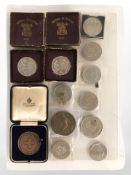 Two Festival of Britain coins 1951, further crowns, American dollar 1972, medallions, etc.