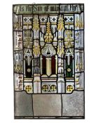 A stained glass panel, with a verse fragment 'is the son of man, and',