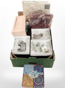 A group of contemporary porcelain ornaments, cosmetic gift set, bed sheets and other home wares.