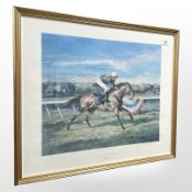 After Claire Eva Burton : Royal Academy, Lester Piggott up, reproduction in colours,