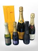 A bottle of Veuve Cliquot Ponsardin Brut champagne,