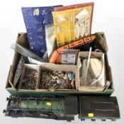 A tin-plate model of the Flying Scotsman, together with assorted model boat-building components,