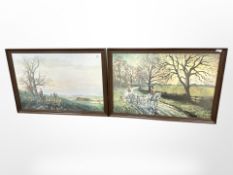 After Donald Ayres : Hunting scene, reproduction in colours, 49 cm x 75 cm,