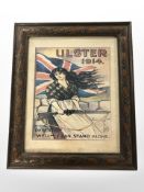 A reproduction Ulster 1914 propaganda print in carved frame, overall 47cm x 39cm.