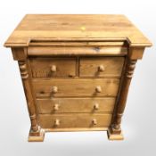 A miniature pine six drawer Scotch chest, 50cm w x 36cm d x 58cm h.