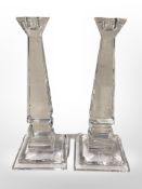 A pair of Edinburgh International crystal candlesticks, height 22cm.