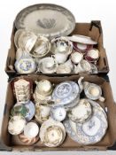 Antique tea and dinner wares including Rockingham, etc.