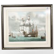 Henri Deschamps (Printer) : The Mary Rose off Southsea Castle, chromolithograph,