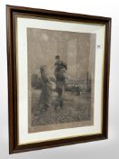 After Ebenezer Wake Cook (1843-1926), Figures walking across a field, drypoint etching,