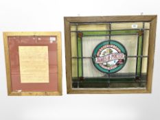 A stained glass panel : James H Porter (The Man who first brewed the World Famous Newcastle Brown