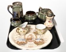 Four pieces of Burslem Silvoe tea china, Queen Victoria Diamond Jubilee commemorative plate,