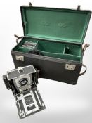 An M.P.P 5x4 micro technical camera, a Schneider Kreuznach lens 1.5 6/150, in fitted case.