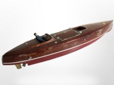 A remote-controlled model speed boat, 'Baby Bootlegger', length 87cm.