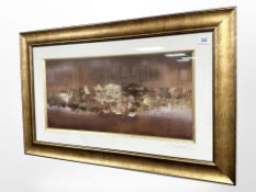 Maria Blanc : Abstract Study with Brown and Gold, oil on board, signed in pencil on the mount,