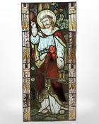 A stained glass window, an allegory of John 8:12 - I Am the Light of the World, Christ,