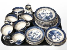 38 pieces of Stoke on Trent Ye Olde Chinese Willow pattern tea china.