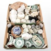 A Spode Green Camilla part dinner service, Windsor bone china part tea set, various teapots,