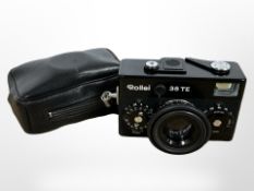 A Rollei 35TE camera with Tesser 24mm lens, in carry case.