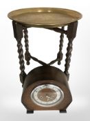 An oriental brass-topped barley-twist occasional table, height 45cm,