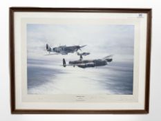 After Robert Taylor : Memorial flight, reproduction in colours, signed in pencil by the pilots,