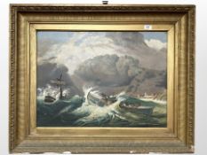 Twentieth Century School : The Lifeboat Emma Constance Attending a Ship in Distress, oil on canvas,