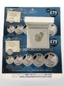 Three London Mint silver sovereigns, 2019 (x2) and 2020.