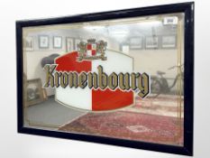A pub advertising mirror - Kronenbourg, 39 cm x 59 cm, framed.