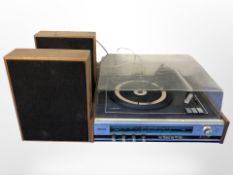 A Philips teak-cased turntable and a pair of speakers.