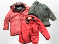 A gent's Hoggs outdoor wax jacket, size XL, and two further outdoor coats.