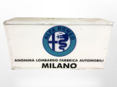 An Alfa Romeo illuminated sign, 59cm x 31cm.