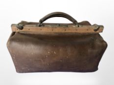 An antique leather doctor's bag, length 40cm.