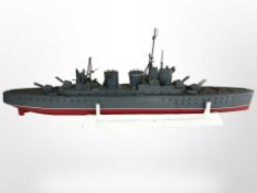 A remote-controlled scale model of a destroyer, 'HMS Horswell', length 150cm.