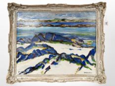 Twentieth century Scottish School : On the Shore - Iona, indistinctly signed, on Daler board,