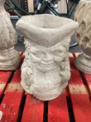 A concrete Toby jug planter, height 43cm.