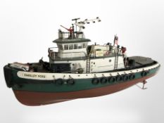 A remote-controlled scale model tug boat, 'Shelley Foss', length 93cm.