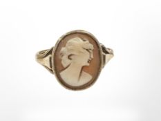 A 9ct gold cameo ring, size O CONDITION REPORT: 2.