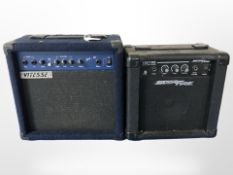 A Vitesse amplifier and a Starfire amplifier, both with leads.