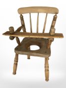 A 19th century pine child's chair, height 53cm.