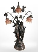 An Art Nouveau-style figural table lamp, height 84cm.