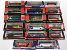 17 Corgi 1:76 scale die-cast buses, all boxed.
