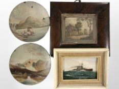 A pair of Windsor and Newton circular paintings on tin, diameter 15cm,