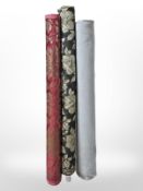 Three part rolls of upholsterer's fabric, approximate width 150cm, lengths unknown.