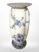 A Doulton Burslem Warwick blue and white transfer-printed pedestal, height 60cm.