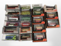 20 Exclusive First Editions and Corgi 1:76 scale die-cast buses, all boxed.
