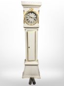 A 19th century Scandinavian long case clock with pendulum and two weights,